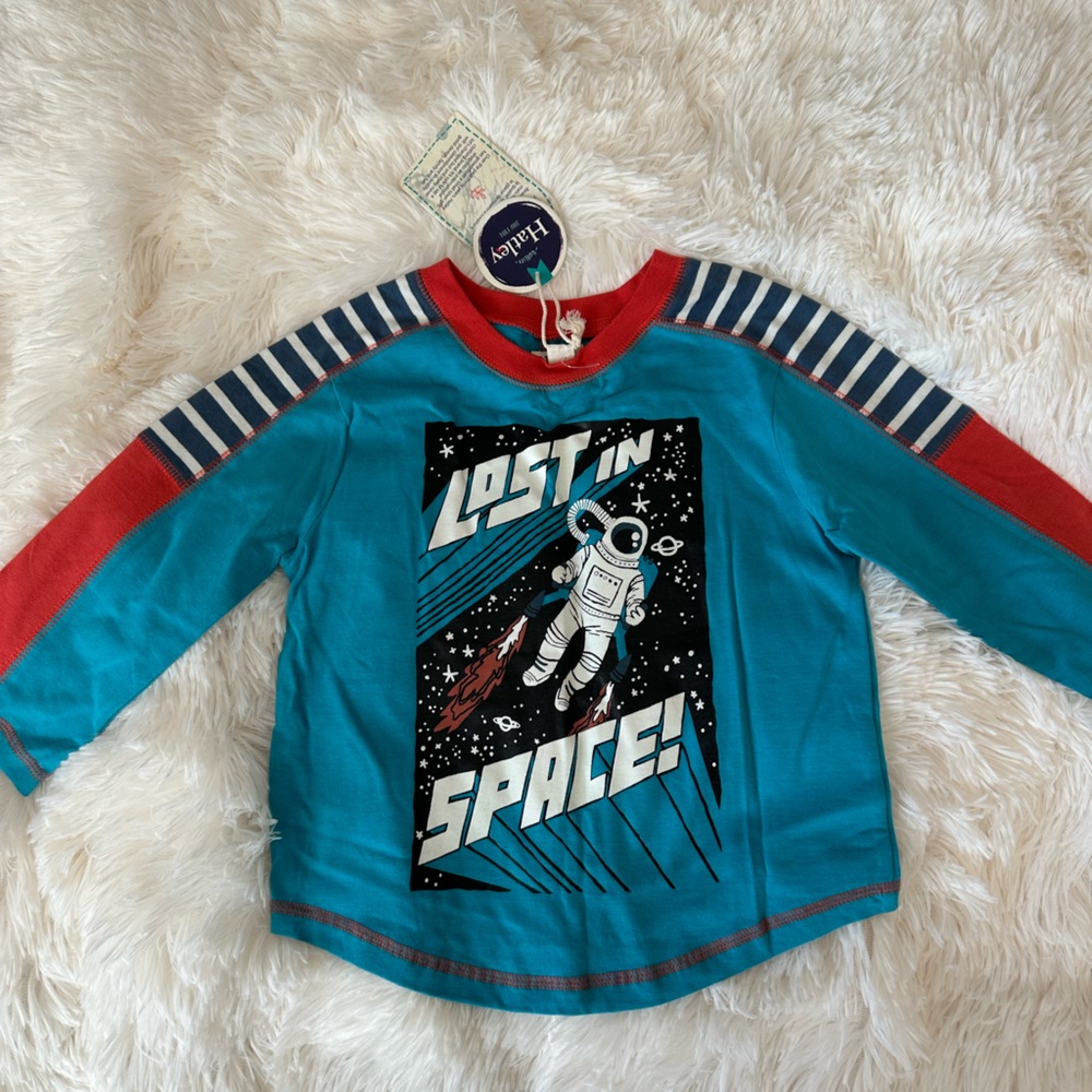 🆕 Hatley Lost in Space Astronaut Shirt - Teal and Red